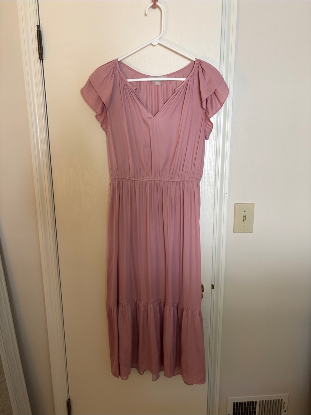 LOFT Dusty Rose Flutter-Sleeve Maxi Dress
